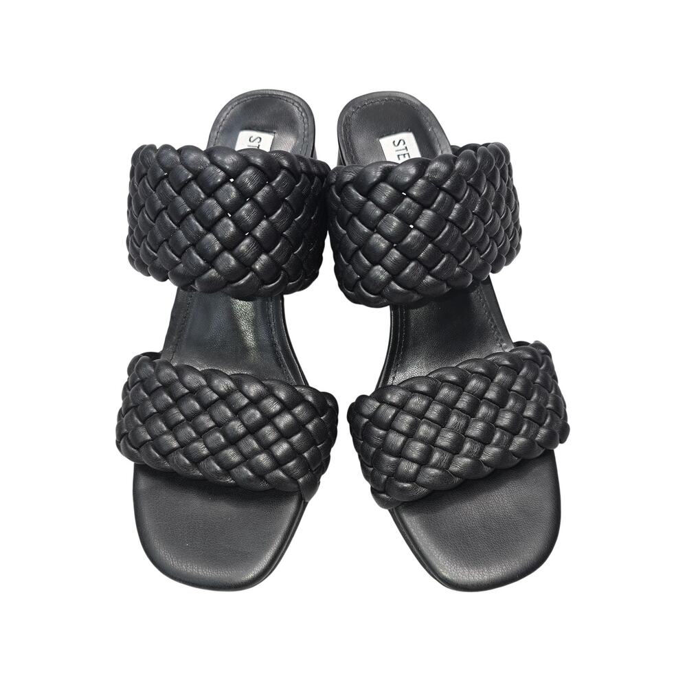 Steve Madden Shoes Womens 6 Black Braided Slide Sandals Block Heel Minimalist